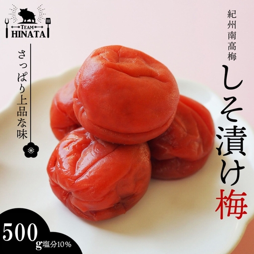 日向屋の紀州南高梅 しそ漬け梅 500g / 和歌山 田辺市 紀州南高梅 南高梅 梅干し 梅干 梅 うめ 肉厚 お米 おにぎり しそ漬け【hnt018】