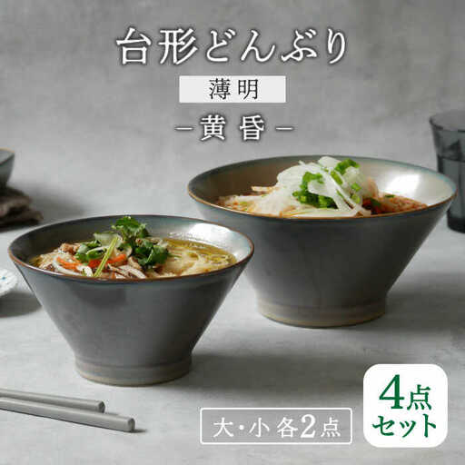 【美濃焼】台形どんぶり 窯変 薄明 4点セット 大・小 2点ずつ 黄昏【EAST table】丼 どんぶり [MBS109]