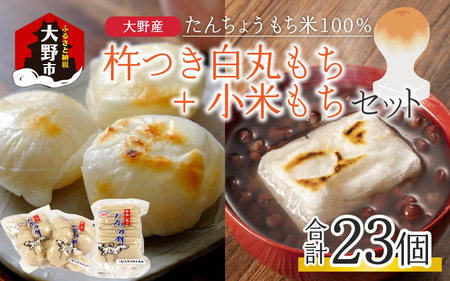 [先行予約]「杵つき白丸もち16個+小米もち7枚のセット」 大野産たんちょうもち米使用