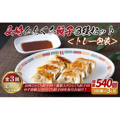 長崎ひとくち餃子〈トレー包装〉3種セット【3回定期便】