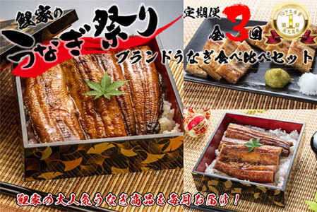 1989-1 【定期（全3回）】大人気！鯉家の絶品蒲焼ブランドうなぎ食べ比べセット【国産・手焼き備長炭】 KN040-T05 魚 冷凍 鰻