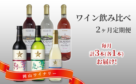 ワイン 飲み比べ 定期便 2ヶ月 サッポロ 岡山 ワイナリー お酒 ぶどう ワイン 
