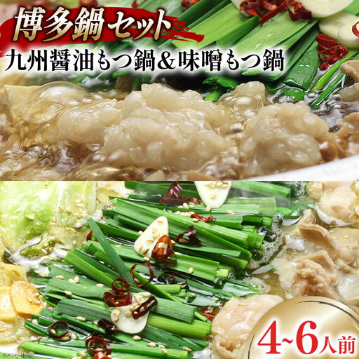 もつ鍋2種セット 九州醤油もつ鍋 2～3人前 ＆ 九州味噌もつ鍋 2?3人前 計4～6人前