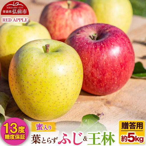 【26年12月上旬～発送】りんご 13度糖度保証【贈答用】蜜入り 葉とらずふじ＆王林 約5kg 先行受付