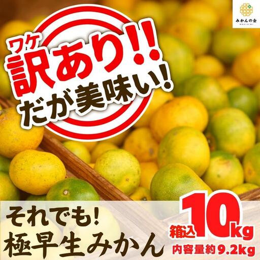 訳あり 極早生 箱込 10kg (内容量約 9.2kg) サイズミックス 有田みかん 和歌山県産 【みかんの会】［2026年10月上旬頃より順次発送予定］