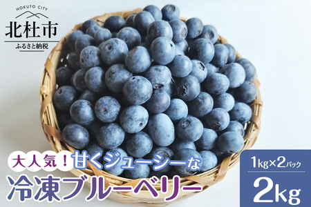 2026年産 大人気！甘くジューシーな冷凍ブルーベリー2kg（1kg×2パック） [h186]