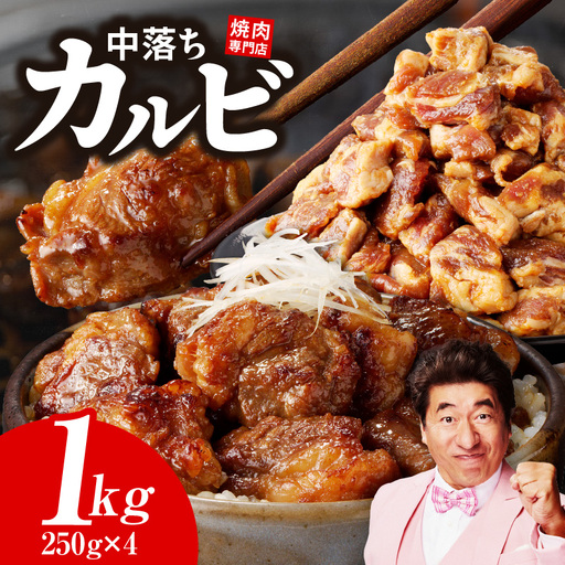 焼き肉専門店 自家製タレ漬け 中落ちカルビ 総量1kg 小分け 250g×4