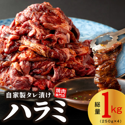 焼き肉専門店 自家製タレ漬け ハラミ 合計1kg（250g×4）