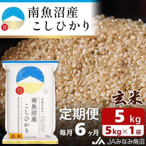 【JAみなみ魚沼定期便】南魚沼産こしひかり玄米（5kg×全6回）｜玄米