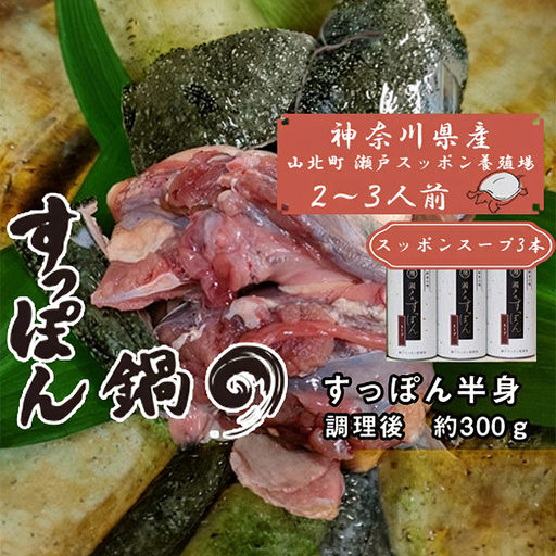 神奈川県産すっぽん鍋(2〜3人前 約300g)+すっぽんスープ3本 [ すっぽん 鍋 スープ 国産 肉 神奈川県 山北町 ]