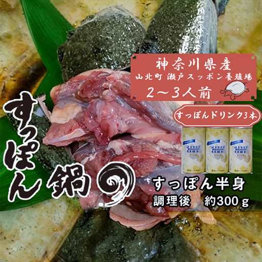 神奈川県産すっぽん鍋(2〜3人前 約300g)+すっぽんドリンク3本 [ すっぽん 鍋 ドリンク 国産 肉 神奈川県 山北町 ]