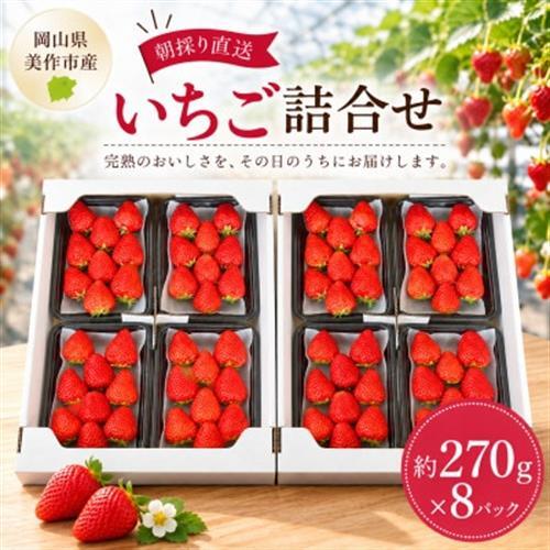 【2027年1月発送開始】【訳アリ】岡山県美作市産　いちご詰合せ(約270g×8パック)_果物・フルーツ いちご  イチゴ 苺_【配送不可地域：離島・北海道・沖縄県】【1454782】
