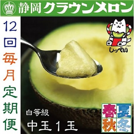 【毎月定期便】クラウンメロン(白等級)中玉1玉・12ヵ月毎月お届け全12回_メロン 高級 定期便_【配送不可地域：離島・北海道・沖縄県】【4003095】