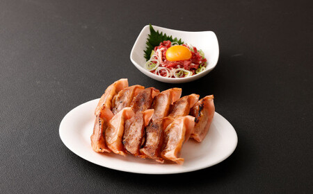 熊本 馬刺し 馬肉ぎょうざ 50個 馬肉ユッケ 100g (50g×2袋) セット 馬肉 餃子 ユッケ たれ