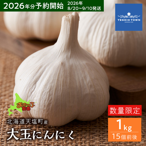 2026年分予約開始★北海道産大玉にんにく1kg[おのっぷ農園]