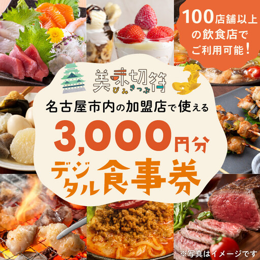 [ふるさと納税]お食事券 電子マネー 愛知 名古屋市内の飲食店100店舗以上で使えるお食事券 モーニング・ランチ・ディナー「美味切符」 3,000円分