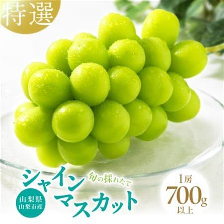 【2026年発送】山梨県山梨市産　特選　旬の採れたてシャインマスカット1房　(700g以上)【配送不可地域：離島】【1134844】