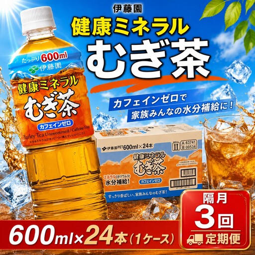 [ 隔月 3回 定期便 ]麦茶 伊藤園 600ml 24本 健康ミネラル [麦茶]