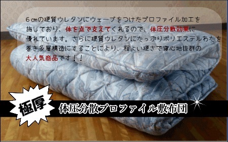[高級ホテル仕様]敷布団 シングル 体圧分散 プロファイル多層極厚 敷布団 ブルー