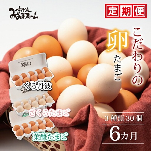 卵 3種類たまご 京丹波産鶏卵 30個 6回定期便