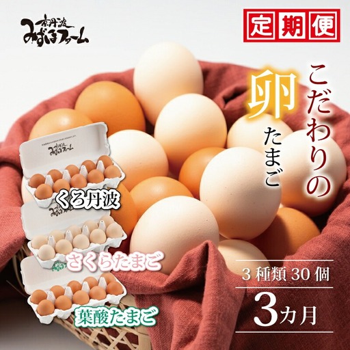 [定期便3ヶ月]3種類卵 みずほたまご 30個|たまご