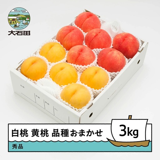 令和8年産 もも 白桃＆有袋黄桃 秀品 品種おまかせ 約3kg ns-mohot3