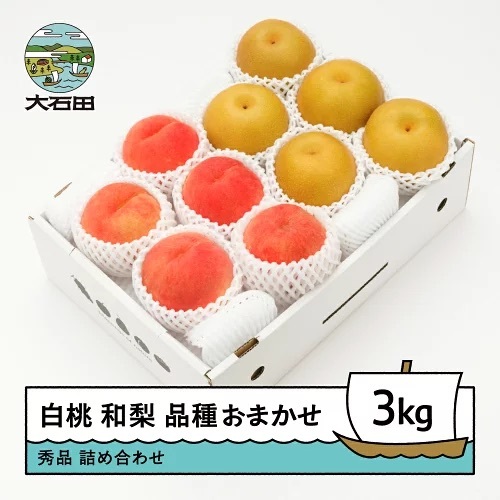 令和8年産 もも 白桃 秀品＆和梨 品種おまかせ 約3kg 詰め合わせ ns-fshnx3