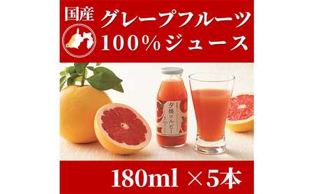 [5月中旬以降発送]浜松市産グレープフルーツ100%ストレートジュース「夕焼けルビー」180ml×5本 果汁飲料 飲み物 ソフトドリンク フルーツジュース 濃縮還元なし