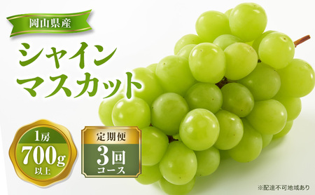 [ 2026年 先行予約 ]ぶどう 岡山県産 シャインマスカット 1房(約700g以上) 食べ比べ 定期便 3回 コース [2026年9月-12月出荷] 葡萄 ブドウ 岡山県産 フルーツ 果物 数量限定 里庄町