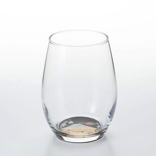 ぬりもん de Verre だるまグラス 蒔絵 富士山 黒