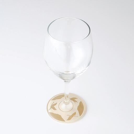 ぬりもん de Verre ワイングラス 万葉鶴 白