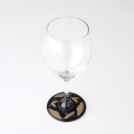 ぬりもん de Verre ワイングラス 万葉鶴 黒