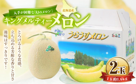 キングメルティーメロン 2玉 （1玉 約1.6kg） 果物 フルーツ メロン めろん 青肉 希少フルーツ 希少品 北海道 浦臼町 【2027年7月上旬～7月下旬発送予定】