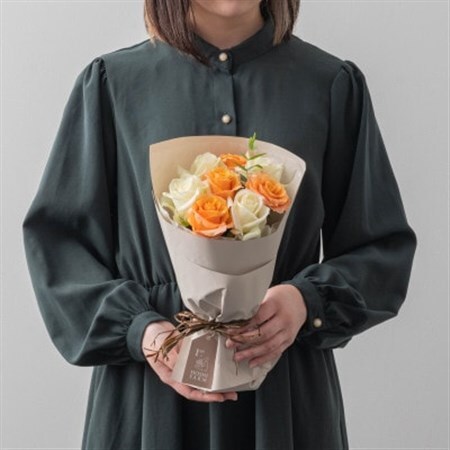 ホシファーム　フリルブーケ　ホワイトオレンジ　8本_花・観葉植物  花 _【配送不可地域：離島】【1465230】