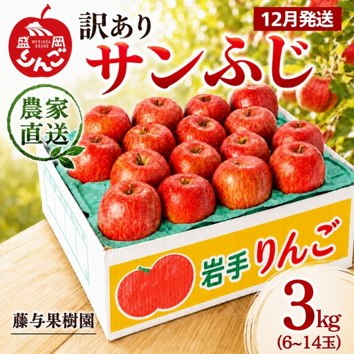 【12月発送】訳ありサンふじ3kg りんご 藤与果樹園 サンふじ fujiyo001f