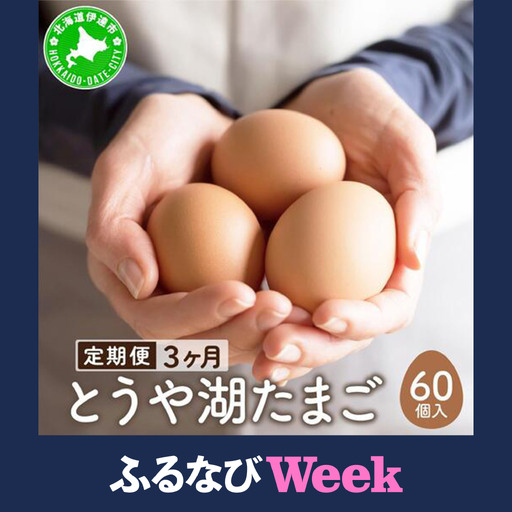 【ふるなびWEEK対象】【3ヵ月 定期便】 北海道 伊達市 とうや湖 卵  60個 入り たまご [5525-0923_FU]