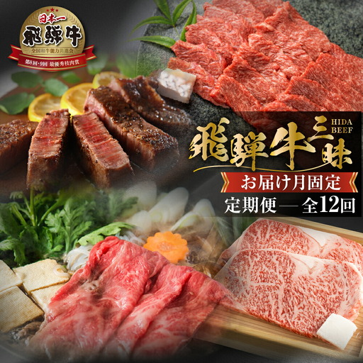 《まるごと定期便》12回 固定月 厳選 お届け 飛騨牛 三昧 肉 牛肉 すき焼き ステーキ 切り落とし 焼肉 バラエティ 定期便 12か月 300000円 30万 [S634] 定期便 和牛 飛騨牛 焼肉 ステーキ 定期便 お楽しみ 12回 [S634]