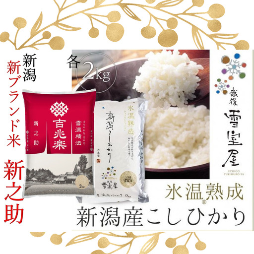 【令和7年産】 阿賀野市産 「 新之助 ＆ 雪室米 」 食べ比べ セット 各2kg 新潟県 阿賀野市 米 こめ コメ 白米 精米 1J11028