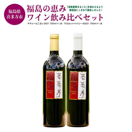 福島の恵み ワイン飲み比べセット ヤマソービニヨン マスカットベイリー 750ｍｌ 各１本 計２本 ギフト お土産【07208-0098】
