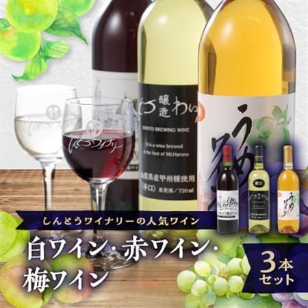 【ワイン】しんとうワイナリーの人気ワイン3本セット_酒・アルコール 白ワイン ワイン   酒・アルコール 赤ワイン ワイン   酒・アルコール  ワイン _【1370294】