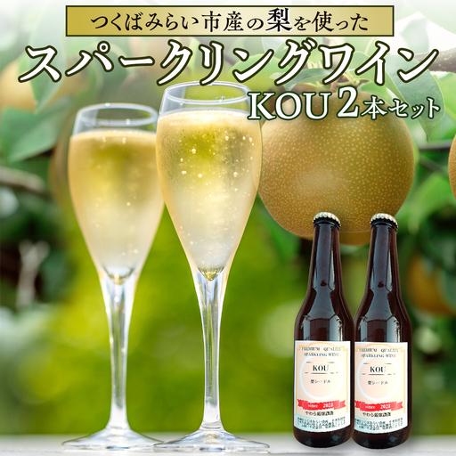 つくばみらい市産の 梨 を使った スパークリングワイン 「 KOU 」 2本 入  日本ワイン 微発泡 果実酒 食前酒 ギフト