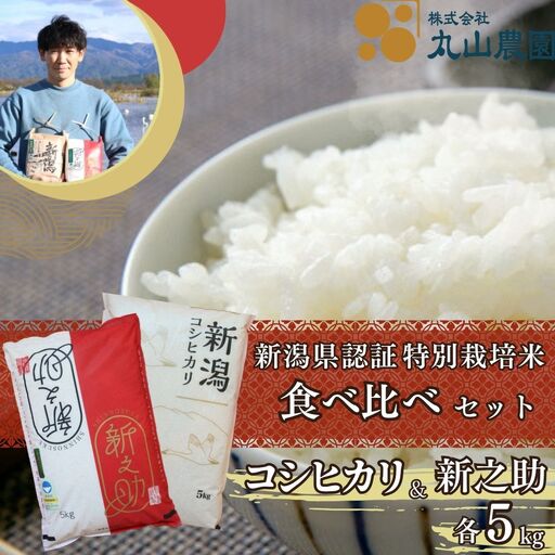 【令和8年産新米予約】【新潟県認証米】 10kg (各5kg) 特別栽培米 「従来コシヒカリ」＆「新之助」食べ比べセット 阿賀野市産 丸山農園 米 こめ コメ 白米 精米 新米 新米予約 令和8年産 10月中旬より順次発送予定  3F05030