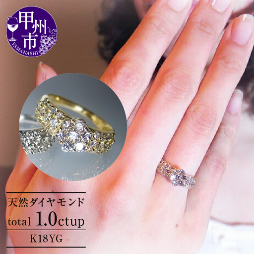 指輪 天然 ダイヤモンド 1.0ct パヴェ SIクラス Renne ルネ【K18 YG】 r-174（KRP）P61-1411