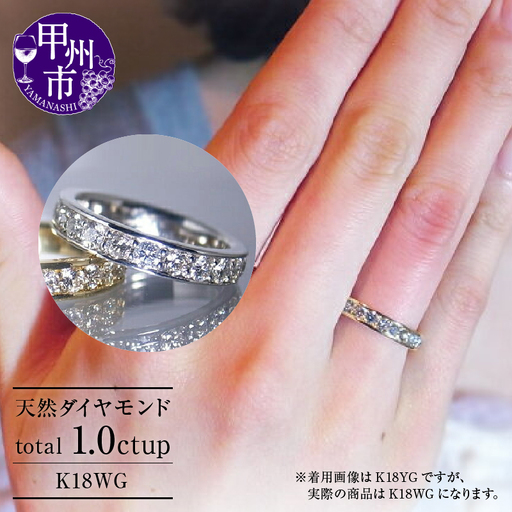 指輪 天然 ダイヤモンド 1.0ct フルエタニティ SIクラス Nadine ナディーヌ【K18 WG】r-170（KRP）R33-1410