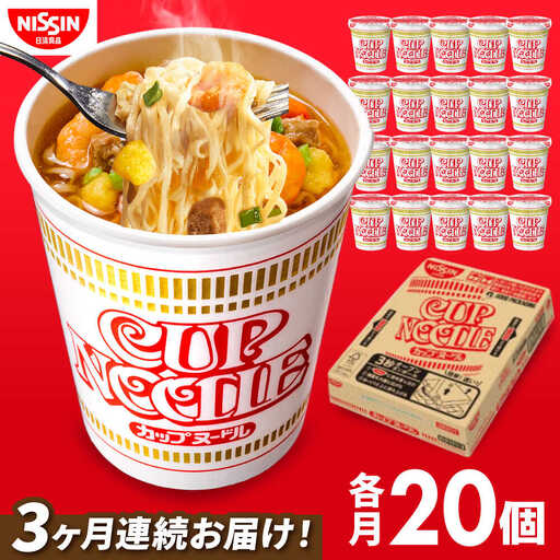 【全3回定期便】日清カップヌードル 20食 BIBI007 カップヌードル