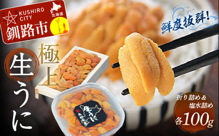 [食べ比べセット]生うに折100g&塩水うに100g ふるさと納税 うに