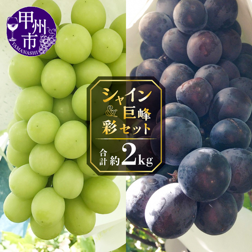 甲州屋厳選 シャイン＆巨峰の彩セット 約2kg【2026年発送】C-151 シャインマスカット フルーツ 
