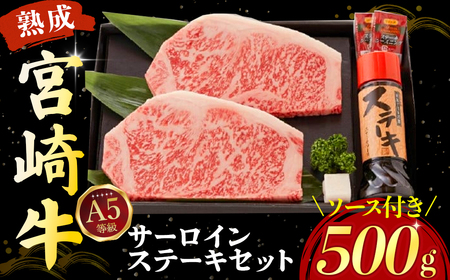 [人気鉄板焼き店厳選]熟成宮崎牛A5等級サーロインステーキセット オリジナルソース付き(国産 牛肉 黒毛和牛 宮崎牛 焼肉 ステーキ 霜降りサーロイン 特製タレ付き) ステーキ 和牛ステーキ 牛肉ステーキ 国産ステーキ サーロインステーキ