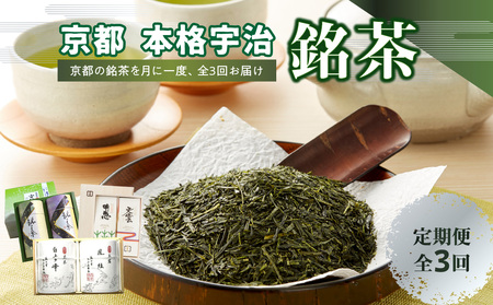 京都本格宇治　銘茶を毎月お届け＜全3回＞京都銘茶 お茶 定期便 0001-T06