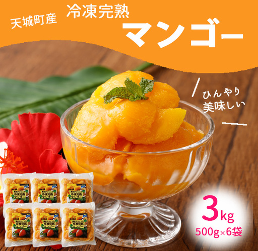 鹿児島県 徳之島 天城町産 冷凍 完熟 マンゴー 3kg（500g×6袋）冷凍マンゴー フルーツ P-25